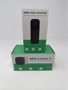 Blink Outdoor 4 Wireless Camera Security System & Blink Video Doorbell BUNDLE